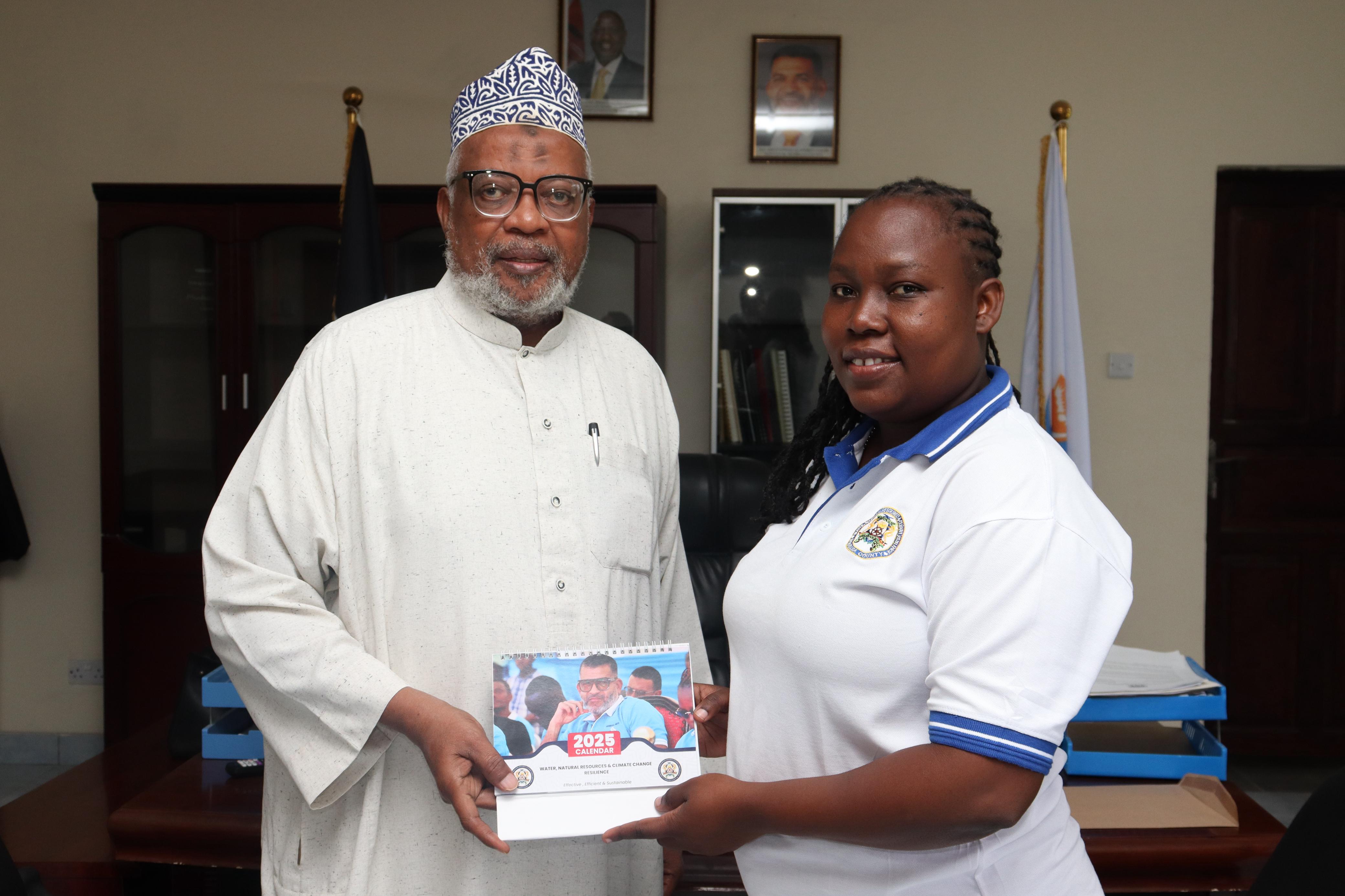 Meeting with the CECM in charge of Water & Environment, Mombasa County at their office in Mikindani.